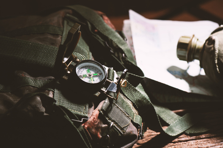 closeup military style of compass for military or camping.の写真素材