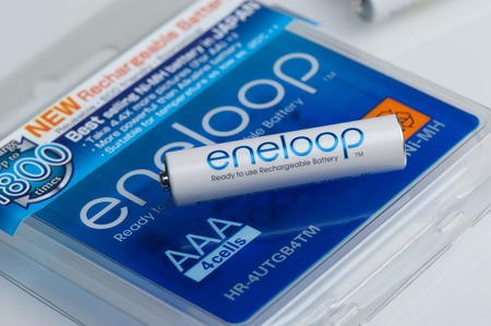 BANGKOK, THAILAND - OCTOBER 07, 2017: The Eneloop AAA rechargeable batteries. Eneloop developed by...