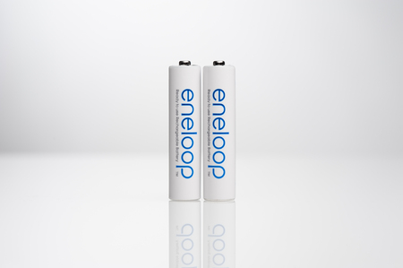 BANGKOK, THAILAND - OCTOBER 07, 2017: The Eneloop AAA rechargeable batteries. Eneloop developed by Sanyo Electric Co., Ltd.(later acquired by Panasonic), introduced in 2005.のeditorial素材