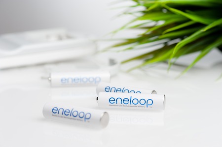 BANGKOK, THAILAND - OCTOBER 07, 2017: The Eneloop AAA rechargeable batteries. Eneloop developed by...