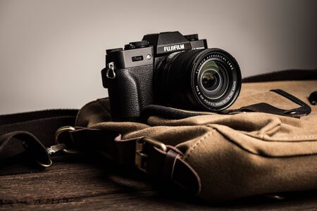 BANGKOK, THAILAND - MAY 21, 2018: The Fujifilm X-T20 attatched with Fujinon XC 16-50 mm lens. The...