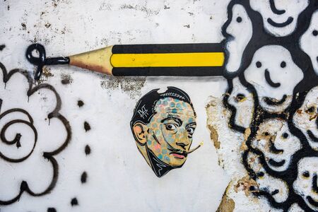 PHUKET, THAILAND - APRIL 19, 2018: Street art in Phuket town, Phuket province, Thailand. Street arts are appearing all over Phuket town.のeditorial素材