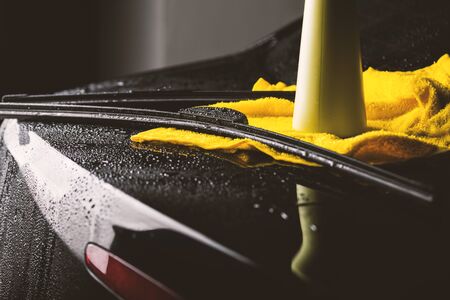 Closeup modern style of car windshield wiper.