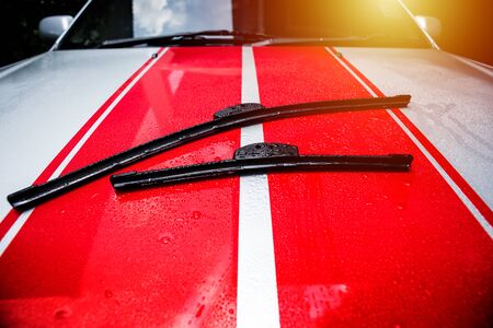 Closeup modern style of car windshield wiper.の写真素材