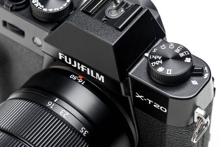 BANGKOK, THAILAND - MAY 24, 2018: The Fujifilm X-T20 attatched with Fujinon XC 16-50 mm lens. The Fujifilm X-T20 announced by Fujifilm on January 19, 2017.のeditorial素材