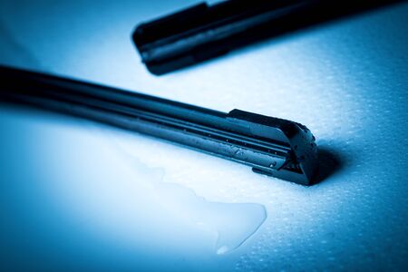 Closeup modern style of car windshield wiper.