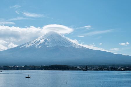 Beautiful Mountain Fuji in cloudy day. Mountain Fuji is the highest mountain in Japanの写真素材