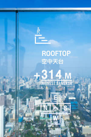 BANGKOK, THAILAND - JANUARY 12, 2019: The rooftop of King Power Mahanakhon Tower, ThailandÕs newest iconic travel landmark & highest observation deck.のeditorial素材