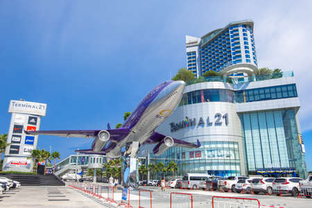 CHONBURI, THAILAND - MAY 01, 2019: The modern shopping mall Terminal 21 Pattaya with concept THE...