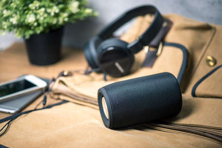mini wireless portable speaker for music listening.