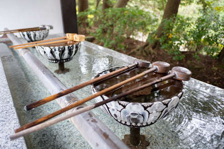 CHIBA, JAPAN - NOVEMBER 03, 2019: Japanese purification water (Chozusha) at the entrance of Naritasan Shinshoji Temple located in central Narita, Chiba, Japan.のeditorial素材