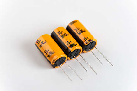 Isolated capacitor, used in electronic device. Electronic parts concept.