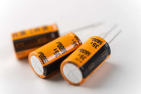 Isolated capacitor, used in electronic device. Electronic parts concept.