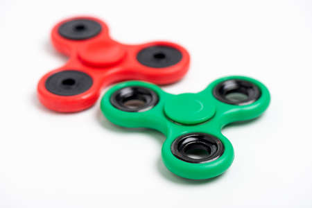 Plastic fidget spinner toy, stress and anxiety relieving toy.の写真素材
