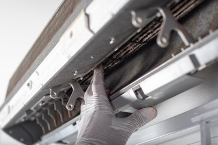 Close up dirty on air conditioner blower fan. Maintaining the air conditioner concept.の写真素材