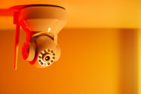 Modern security CCTV IP Camera, wireless IP Camera. Surveillance and monitoring concept.