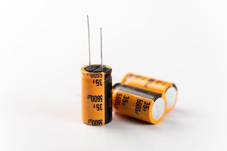 Isolated capacitor, used in electronic device. Electronic parts concept.の写真素材