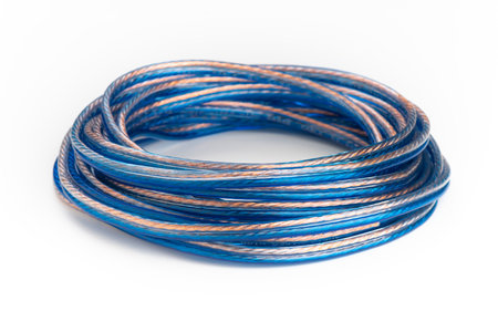 High quality transparent speaker wire, copper speaker cable.の写真素材