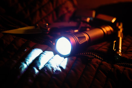 Black pocket flashlight for Everyday Carry (EDC).の写真素材
