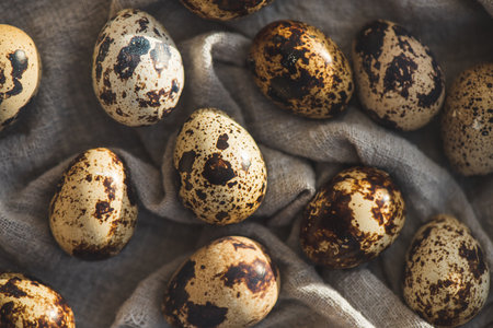 Close up fresh quail eggs, ingredient for cooking.の写真素材