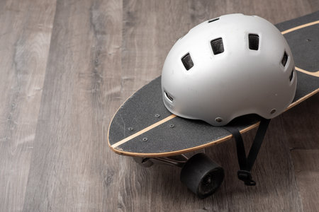 Surfskate and protective gear. Extreme sport equipment.の写真素材