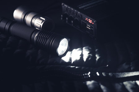 Black pocket flashlight for Everyday Carry (EDC).の写真素材