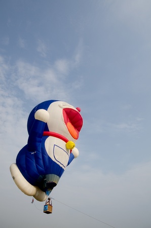 PUTRAJAYA, MALAYSIA - MARCH 18 : Doraemon hot air balloon flight at the Third Putrajaya International Hot Air Balloon Fiesta in Putrajaya, Malaysia on March 18, 2011.のeditorial素材