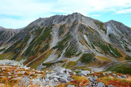 Autumn mountain. Mt.Tateyama in japanの写真素材