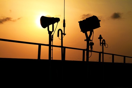 Public address system in the eveningの写真素材