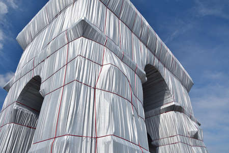 Paris, France. September 19, 2021. Christo and Jeanne-CLaude â€™s temporary work ã€ŒArc de...