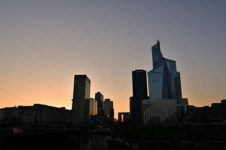 France. La DÃ©fense district at sunset. March 26, 2022.のeditorial素材
