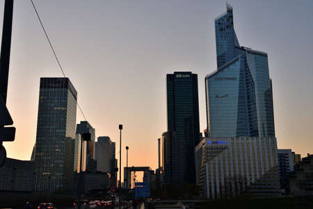 France. La DÃ©fense district at sunset. March 26, 2022.のeditorial素材