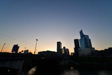 France. La DÃ©fense district at sunset. March 26, 2022.のeditorial素材