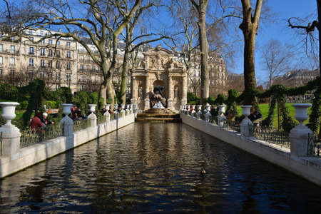 Paris, France. Medici Fountain in the Jardin du Luxembourg. March 6, 2022.のeditorial素材
