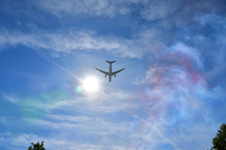 Paris, France. A military parade by the Air Corps on Bastille Day. View from Grande ArmÃ©e Boulevard. July 14, 2022.のeditorial素材