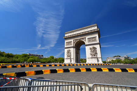 Paris, France. Tour de France 2022. Around the Arc de Triomphe prepared for the race. July 24, 2022.のeditorial素材