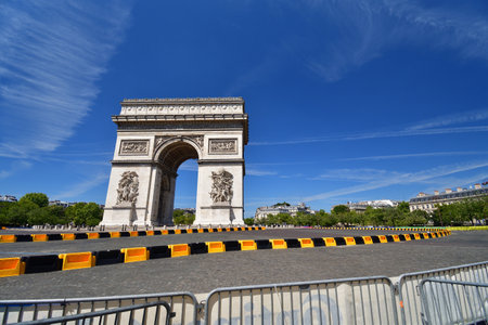 Paris, France. Tour de France 2022. Around the Arc de Triomphe prepared for the race. July 24, 2022.のeditorial素材