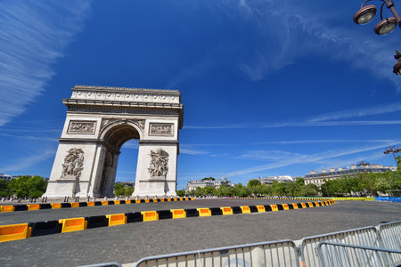 Paris, France. Tour de France 2022. Around the Arc de Triomphe prepared for the race. July 24, 2022.のeditorial素材
