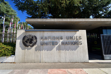Geneva, Switzerland. United Nations Office at Geneva. August 16, 2022.のeditorial素材