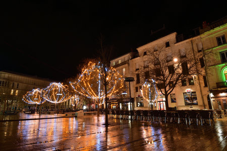 France, Poitiers. Night view of the city. December 28, 2022.のeditorial素材