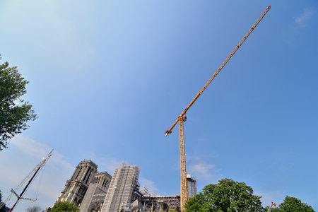 Paris, France. Notre Dame Cathedral under reconstruction. May 14, 2023.のeditorial素材