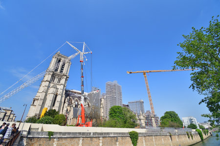 Paris, France. Notre Dame Cathedral under reconstruction. May 14, 2023.のeditorial素材