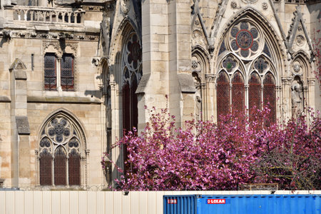 Paris, France. Notre Dame Cathedral under reconstruction. March 27, 2022.のeditorial素材