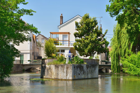 France, Montargis. Cityscape with a canal. May 29, 2023.のeditorial素材