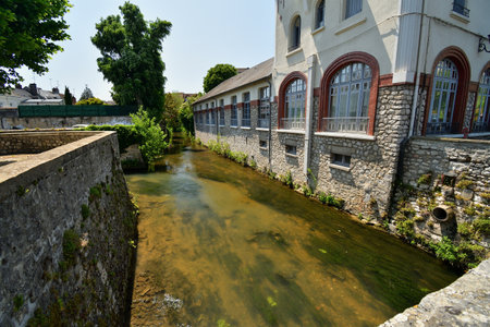 France, Montargis. Cityscape with a canal. May 29, 2023.のeditorial素材