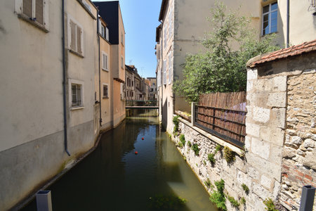 France, Montargis. Cityscape with a canal. May 29, 2023.のeditorial素材