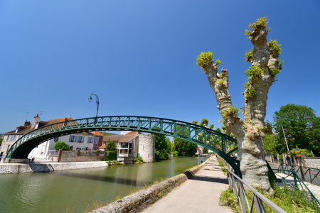France, Montargis. Cityscape with a canal. May 29, 2023.のeditorial素材