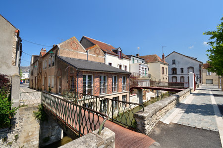 France, Montargis. Cityscape with a canal. May 29, 2023.のeditorial素材