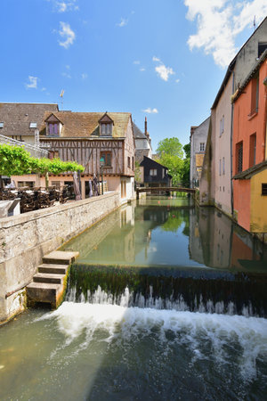 France, Montargis. Cityscape with a canal. May 29, 2023.のeditorial素材