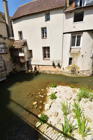 France, Montargis. Cityscape with a canal. May 29, 2023.のeditorial素材